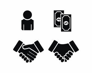 Business deal icon vector silhouette illustration isolated on white background