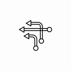 multiple directional paths icon sign vector