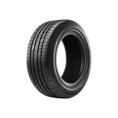 Isolated Car Tire in Front of transparent background with Sharp Tread Detail and No Holes