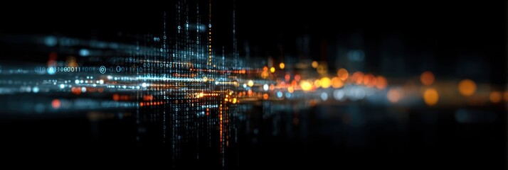 Fototapeta premium Abstract Digital Stream of Binary Code and Lights