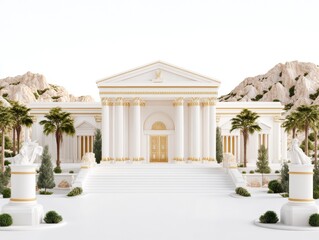 Obraz premium Grand White Mansion on a Hilltop