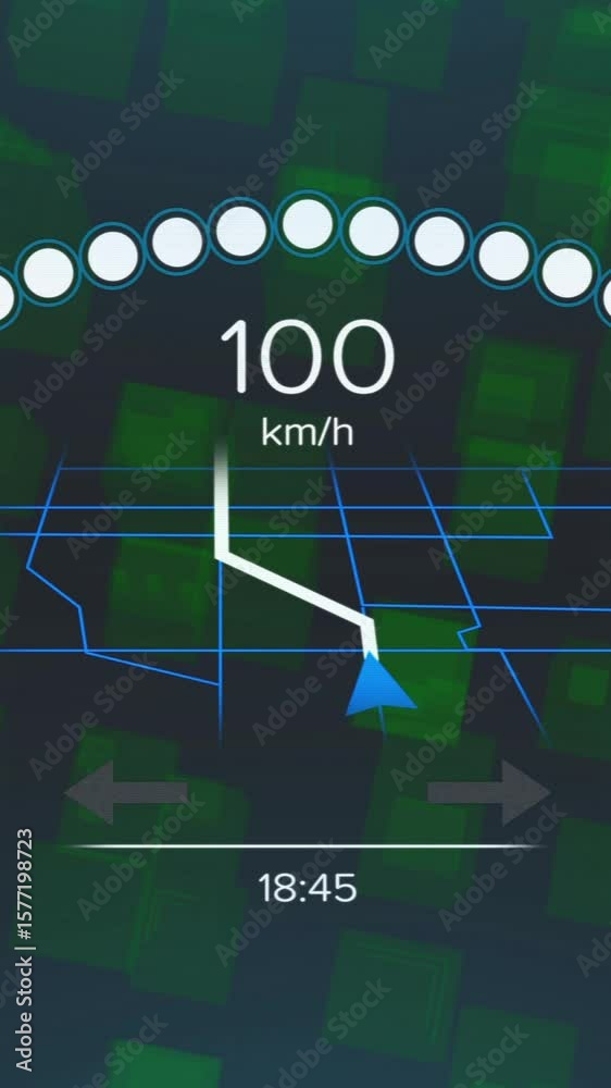 Poster animation of data processing and speedometer and black background