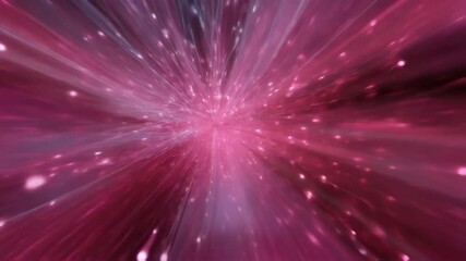Abstract pink and purple stripes of light converging to a central point create a dynamic and energetic visual effect of the tunnel.