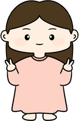 브이 손모양 어린 여자