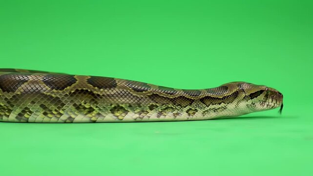 Python Snake Profile on Green Screen