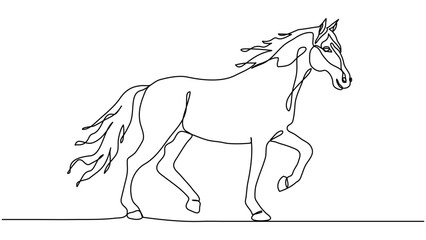 Continuous linear drawing of horse isolated on transparent background with copy space. Editable stroke. Vector design element for Chinese Lunar New Year 2026 zodiac symbol - year of the horse