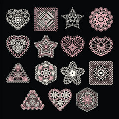 Crochet Lace Pattern with Ribbon Border for Love and Romance Decoration