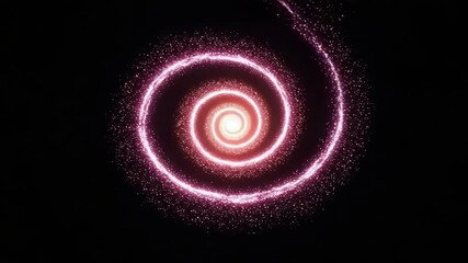 Glowing spiral of particles swirling in dark space with magical light trails and soft fade effect, dynamic abstract animation with fantasy aesthetic, no people - Powered by Adobe
