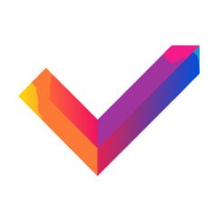 Vibrant gradient checkmark symbol signifying success and completion isolated on white background