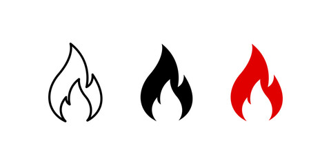 Fire icons. Fire icons in simple style