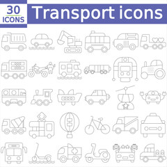 Transport and vehicle icons set