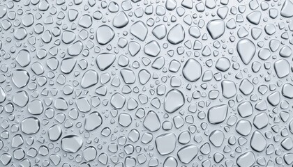 Close-up of water droplets on smooth surface revealing detailed texture and reflective properties with a monochromatic background suitable for various design projects