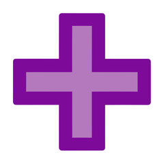 Obraz premium A simple purple plus symbol graphic design element isolated on a clean white background for various uses isolated on white background