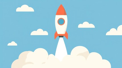 Rocket launching into a cloudy sky