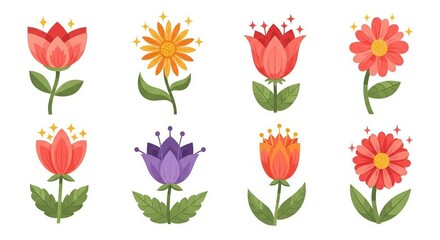 Obraz premium set of colorful flowers