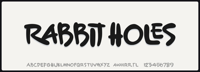 Bold brush hand drawn vector font. Capital alphabet with rough and grunge. Streeat art typography.