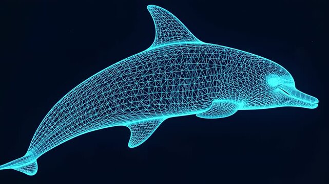 Glowing wireframe dolphin (1)