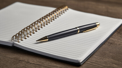 A pen is sitting on a spiral bound notebook