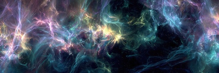 Obraz premium A Cosmic Nebula Swirls in Hues of Teal, Pink, and Gold