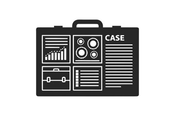 Case study vector silhouette illustration isolated on white background