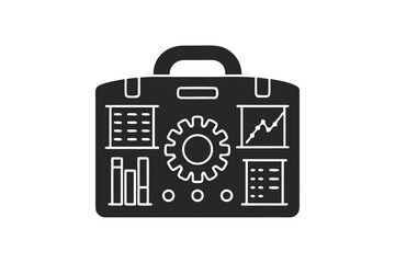 Case study vector silhouette illustration isolated on white background