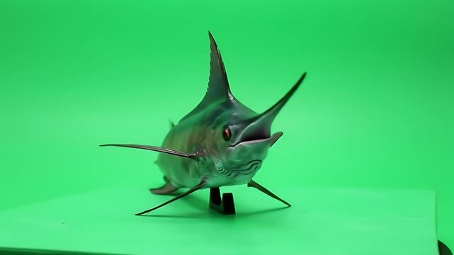 Swordfish Display: Marine Life Elegance on Green Screen