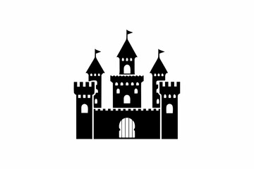 Obraz premium Castle icon vector silhouette illustration isolated on white background