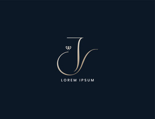 jc luxury diamond letter logo design, cj jewellery business, jc modern initials