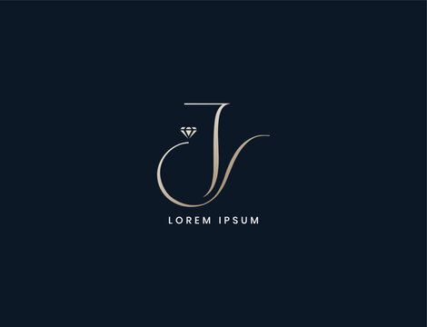 jc luxury diamond letter logo design, cj jewellery business, jc modern initials