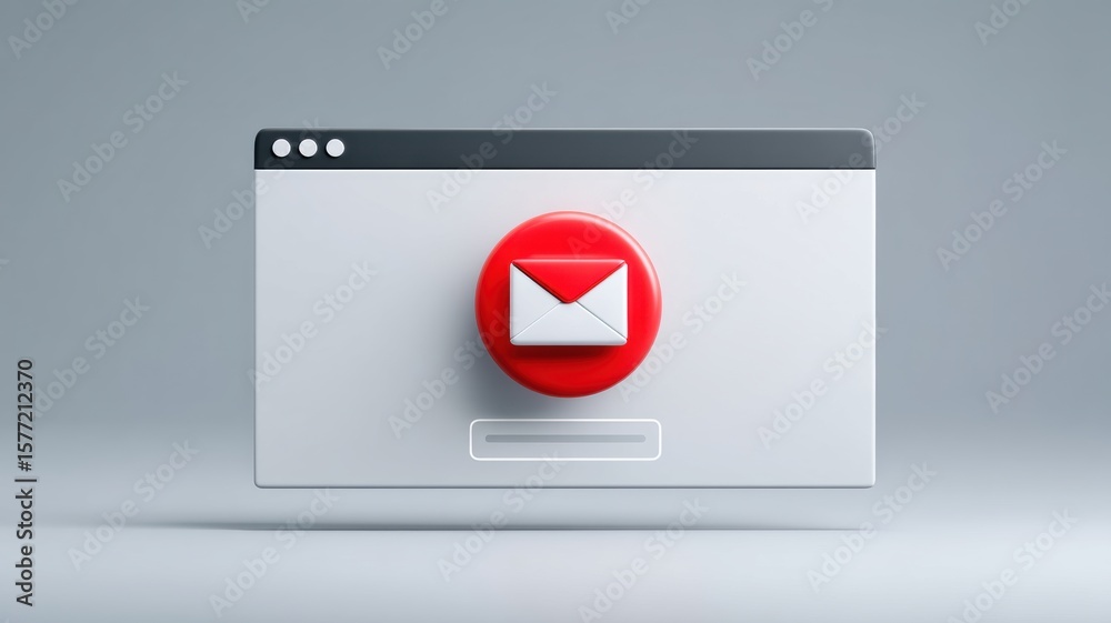 Poster email security, spam call. email icon on a web browser with a red button design.