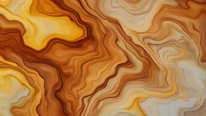 Swirling amber and cream marbled abstract fluid organic