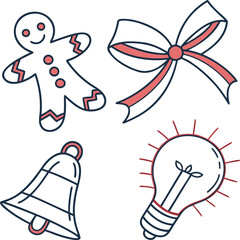 Christmas bells set with bows vector illustration