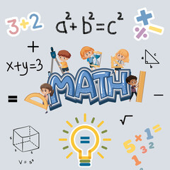 Premium Math School Concept Vector Mathematics Icon Template. School Algebra Icon. High Resolution Mathematics Concept Banner Template, Teaching, Classroom, Equal To, Education, Student, Formula, Sign