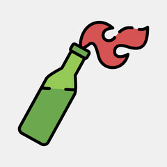 Icon molotov cocktails. Military and war elements. Icon in filled line style.