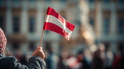 Austrian flag held by child