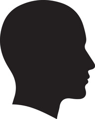 Simple dark silhouette profile of a human head facing right on white background