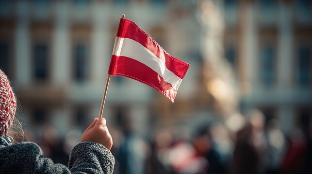Austrian flag held by child