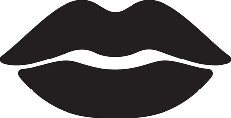 Stylized dark gray lips icon on a white background
