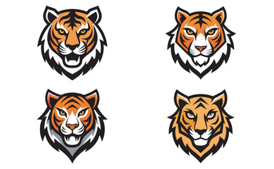 Bengal tiger head vector illustration featuring a striped wildcat, a dangerous feline predator, perfect for showcasing the beauty of a big, wild animal's face