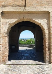 View of the medieval walls of the fortress of San Gimignano, Italy