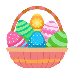 Colorful Easter Eggs Basket Illustration for Spring Holiday Celebration