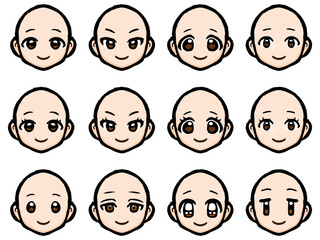 	シンプルな顔アイコンのイラスト素材セット