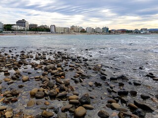 Pebble beach in Montevideo, Uruguay, South America.