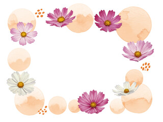 Vector watercolor illustration / 水彩テイストのコスモスフレーム
