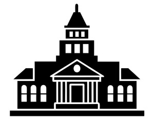 City hall building vector silhouette illustration isolated on white background