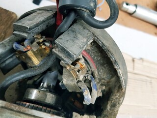 Close-up of a part of an electrician's machine.