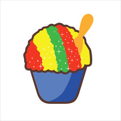 Shaved ice logo vector illustration, off side color vector, suitable for wall decoration, background etc	