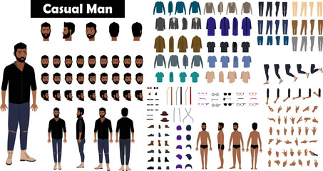 Young man character creation design for Animation cartoon flat design