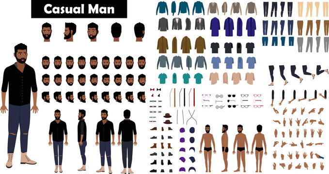 Young man character creation design for Animation cartoon flat design
