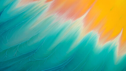 Vibrant turquoise and orange abstract brushstrokes background blue